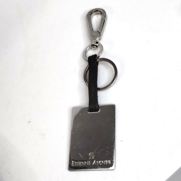 Etienne Aigner Large Satchel Shoulder Bag Black Leather with Keychain - Picture 8 of 16